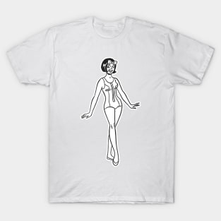 Swimsuit parade - Vintage girl with short hair and bow. T-Shirt